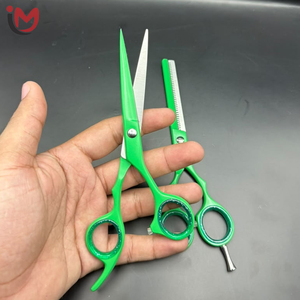 Green Professional Beauty Salon Hair <b>Thinning</b> Scissors Sharp Stainless Steel Long Handle 28 Teeth Right Handed Barber Shears - Product Image 4