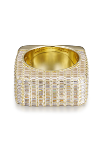 9K Gold Rhodium Plated Lab Created Moissanite Men's <b>Ring</b> Rectangular <b>Ice</b> Cube Design Micro Insert Hip Hop Jewelry for Party - Product Image 3