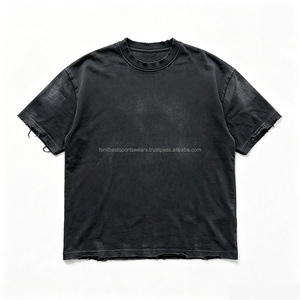 Camiseta de algodón negra para hombre, manga corta, cuello redondo, estilo urbano, jersey lavado, estampado de letras, ecológica, antiarrugas, corte regular - Product Image 2