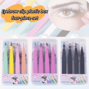 BAFA INSTRUMENTOS QUIRÚRGICOS Juego de 4 Pinzas para Cejas de Acero Inoxidable de Alta Calidad con Caja de Plástico, Punta Recta, Reutilizables - Product Image 1