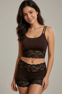 Conjunto de Pijama Corto para Mujer, Ropa de Dormir de Mezcla de Algodón, Suave y Cómoda, Traje de Noche Informal para el Hogar, Venta al por Mayor, Vestido Corto con Sujetador - Product Image 3