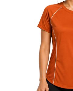 Customized Women Orange Quick Dry Sports T Shirt Breathable Lightweight Gym Running Workout Yoga Athletic Activewear Tee <b>Top</b> - Product Image 3
