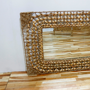 Miroir en jacinthe d'eau et coquillage fait à la main, décor naturel écologique pour la maison de style bohème côtier - Product Image 4