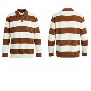 Camiseta Polo a Rayas con Diseño de Logotipo Personalizado, Camiseta de Manga Larga Estilo Rugby de Algodón para Ropa Deportiva Informal, Camisetas de Tallas Grandes - Product Image 2