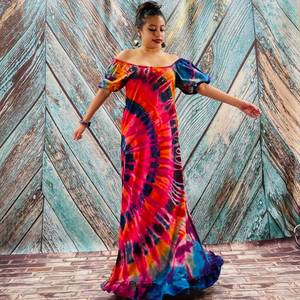 Women's Plus Size Tie Dye V-neck Ankle-Length <b>Kaftan</b> Boho Abaya Beach Cover <b>Summer</b> Straight Silhouette Tassel Hand Swimwear - Product Image 6