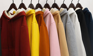 Winter Wholesale Thick Warm 100% Cotton Pullover <b>Sweatshirt</b> Custom Regular Fit Solid Sherpa <b>Lined</b> <b>Fleece</b> Embroidery Printing - Product Image 2