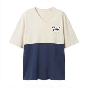 Women's Color Block <b>V</b>-<b>Neck</b> <b>T</b>-<b>Shirt</b> Short Sleeve Loose Fit 100% Cotton Jersey <b>Oversized</b> Casual Top Spring Summer - Product Image 6