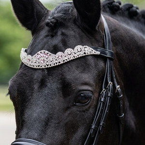 Diadema de cuero personalizada para caballo con ópalo rosa, corona de tiara, cristales a presión, diademas con diamantes de imitación, accesorios ecuestres brillantes para caballo - Product Image 2