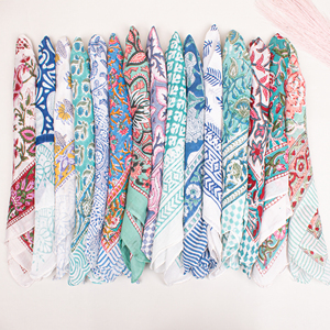 Hot Sale Collection : Premium Quality Hand Block Printed Colorful Bandana Bulk <b>Square</b> <b>Scarf</b> Multi-Style Wristband - Product Image 5
