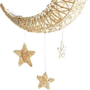 Artesanía Sisu, Decoración de Pared Colgante Hecha a Mano con Ratán Ecológico, Diseño Tradicional de Luna Creciente y Estrellas, para Cuarto de Niños - Product Image 2