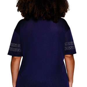 OEM Plus Size Luxury Rhinestone American Football Jersey Women Customize <b>Mesh</b> V Neck Oversized Sports Fashion Shirt Manufacturer - Product Image 2