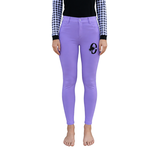 Pantalones de equitación para mujer Lavender, de cintura alta, elásticos, con agarre en las rodillas, para entrenamiento y competición. - Product Image 1