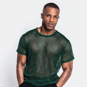 Camiseta de malla para hombre, transpirable, transparente, de manga corta, estilo urbano, para discoteca, a la moda. - Product Image 3