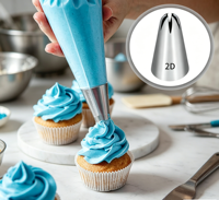 3 pièces # Embout de pâtisserie en forme de fleur 2D, outil de pâtisserie en acier inoxydable pour la décoration de biscuits, cupcakes et gâteaux, pour la préparation de crèmes DIY