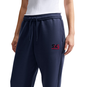 Pantalones Jogger Anchos de Poliéster/Algodón Duraderos para Hombre, Color Azul Marino, Cintura Elástica, Puños Acanalados, Pantalones Deportivos Casuales con Logotipo en la Pierna Izquierda - Product Image 2