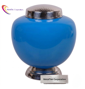 Glossy Navy Blue Enamel Aluminium Cremation Urn for Ashes Decorative Adult Burial Urns <b>Large</b> Keepsake Metal Funeral Memorial <b>Jar</b> - Product Image 3
