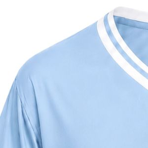 Camiseta de Béisbol Azul Claro para Mujer, con Botones al Frente, Manga Corta, Cuello en V, con Ribete Blanco y Rosa, Bordada para Deportes de Equipo - Product Image 5