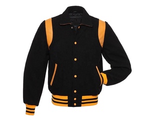 Unisex <b>Black</b> <b>Red</b> <b>Varsity</b> <b>Jacket</b> Polyester Preppy Style Turn-down Collar Regular Sleeve Single Breasted Baseball Winter Front - Product Image 5