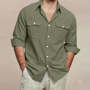 Men's Short Sleeve Solid Knitted for Shirt ODM Casual Quick Dry Button Collar Soft Comfortable Daily Tops - Product Image 4
