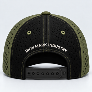 Casquette de baseball en jean à 6 panneaux en maille IRON M INDUST, respirante, réglable, unisexe, style sportif, color block, printemps-été, décontractée - Product Image 3