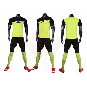 Conjunto de Uniforme de Fútbol Personalizado para Niños, Camiseta de Manga Corta Verde Neón y Negra, Pantalones Cortos, Secado Rápido, Absorbe la Humedad, Transpirable, 100% - Product Image 3