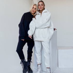 Chándal de algodón con capucha de gran tamaño para mujer, Conjunto personalizado de 2 piezas, y sudadera con capucha para mujer joggers, ropa larga para invierno - Product Image 2