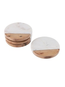 Juego de Posavasos Modernos Ecológicos de Mármol Blanco y Madera de Acacia de Lujo |   Logotipo Personalizado |   Impresión troquelada |   Fabricante Mayorista - Product Image 5