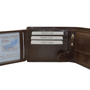 Men's Genuine Leather Slim <b>Wallet</b> Fold Closure Minimalist Design Brown Color Daily Use - Product Image 3