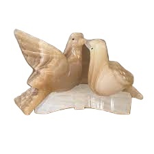 Colombes en marbre d'onyx sculptées vintage, figurine d'oiseaux d'amour, oiseaux en marbre sculptés - Product Image 3
