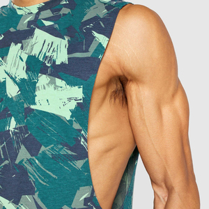 <b>Men's</b> Breathable Printed Tank Top Sporty Sleeveless O-Neck Knitted Polyester Workout Fitness Apparel - Product Image 6