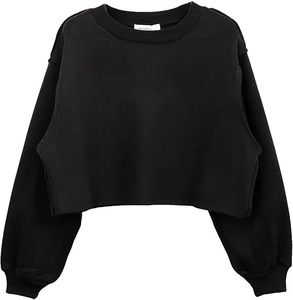 High Quality 320GSM Cotton <b>Blend</b> Crop Sweatshirt Women’s Long Sleeve Pullover Fleece Crop Top Custom Logo Embroidery High tops - Product Image 1