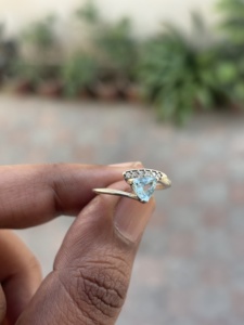 Anillo de Topacio Azul con Corte Trillón, Plata de Ley 925, Hecho a Mano, Clásico, de Lujo, con Piedra Preciosa para Mujer, para Compromiso, Boda, Fiesta - Product Image 5