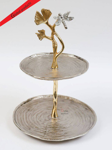 Hot Selling Silver Finished Metal Round 2 Tier Cake Stand For Hotel <b>Restaurant</b> And Bar Table <b>Decor</b> - Product Image 1