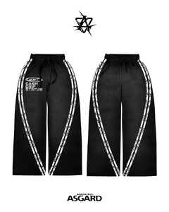 Ensemble haut court à manches superposées et pantalon large noir Cash Drip Status |   Ensemble streetwear surdimensionné, fabricant OEM de marques privées - Product Image 4