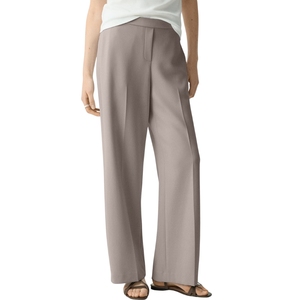 Pantalon droit plissé à taille haute pour femme, style vintage élégant et décontracté, confortable et respirant, idéal pour le bureau, motif uni - Product Image 1