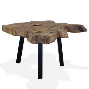 Table basse en teck naturel, bois de teck véritable, 31,5 x 27,6 x 15,0 pouces - Product Image 2