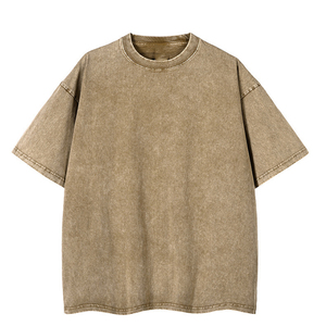 Camiseta de mezclilla de algodón extragrande para hombre, manga corta, cuello redondo, color liso, ajuste holgado informal, estilo lavado. - Product Image 4