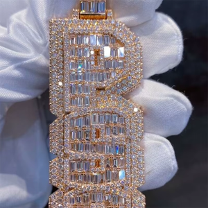 <b>Iced</b> <b>Out</b> RICH Pendant Necklace Moissanite Letter Hip Hop <b>Chain</b> Sterling Silver Gold Plated Statement Luxury Jewelry Gift - Product Image 2