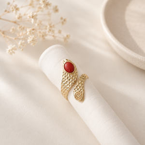 Red Coral Statement Wrap <b>Ring</b> Handmade Gold Plated Boho <b>Ring</b> <b>Adjustable</b> Bypass <b>Ring</b> Gift For Women CR-101508 R - Product Image 1