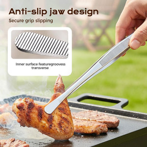 Pince de cuisine professionnelle en acier inoxydable, 2 pièces, 10 pouces, avec pointes dentelées de précision, pour chef, pour l'agencement des plats, respirante - Product Image 3