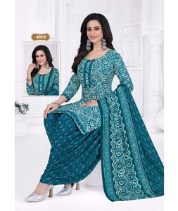 Costume Patiyala indien en coton, prêt-à-porter, pour usage quotidien, à prix bas, grandes tailles disponibles pour robe de tous les jours. - Product Image 1