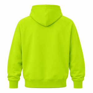 Sweat à capuche unisexe premium en molleton de coton épais, coupe oversize, sans cordon, avec poche kangourou, couleur vert lime néon, style streetwear, personnalisable - Product Image 2