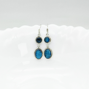 Blue Chalcedony <b>Silver</b> Oxidized <b>Dangle</b> <b>Earrings</b> | 925 Sterling <b>Silver</b> Natural Gemstone <b>Earrings</b> for Resellers - Product Image 3