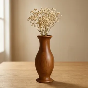 Vase à fleurs en bois pour la décoration de la maison |   Vase à fleurs en bois artisanal, porte-fleurs décoratif pour table, salon, chambre, bureau - Product Image 4