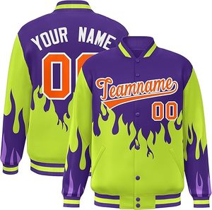 Chaqueta Varsity de Béisbol Personalizada para Hombre, de Alta Calidad, OEM ODM, con Mangas de Cuero y Bordado Chenille - Product Image 1