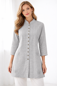 Camisa de Viscosa Bordada para Mujer, Ropa de Playa Informal de Manga Larga, Fabricante - Product Image 4