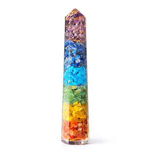 Tour de cristal d'orgone naturel poli de haute qualité, baguette de pierres précieuses 7 chakras, générateur d'énergie d'amour et de guérison, pour la méditation et la maison - Product Image 1