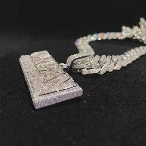 Colgante de Plata de Ley S925 con Moissanita, Diseño Geométrico de Alta Calidad, Estilo Hip Hop, Personalizable, Soporte de Fábrica CONCEPTION - Product Image 6