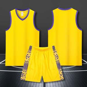 Conjunto de Camiseta de Baloncesto Unisex Amarilla sin Mangas con Cuello en V, Ropa Deportiva de Poliéster que Absorbe la Humedad para Adultos, Todas las Temporadas - Product Image 1