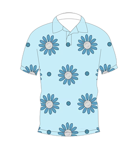 Polo pour homme à manches courtes, imprimé floral bleu ciel, décontracté, pour l'été, pour le golf - Product Image 4